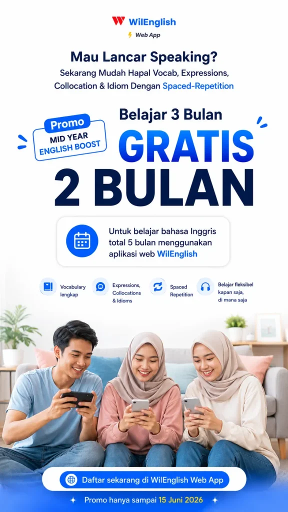 POSTER promo MIDYEAR 2026 Cara paling efektif hapal ribuan kata dan kalimat bahasa Inggris dengan cepat dan kuat Cara paling efektif hapal ribuan kata dan kalimat bahasa Inggris dengan cepat dan kuat POSTER promo MIDYEAR 2026